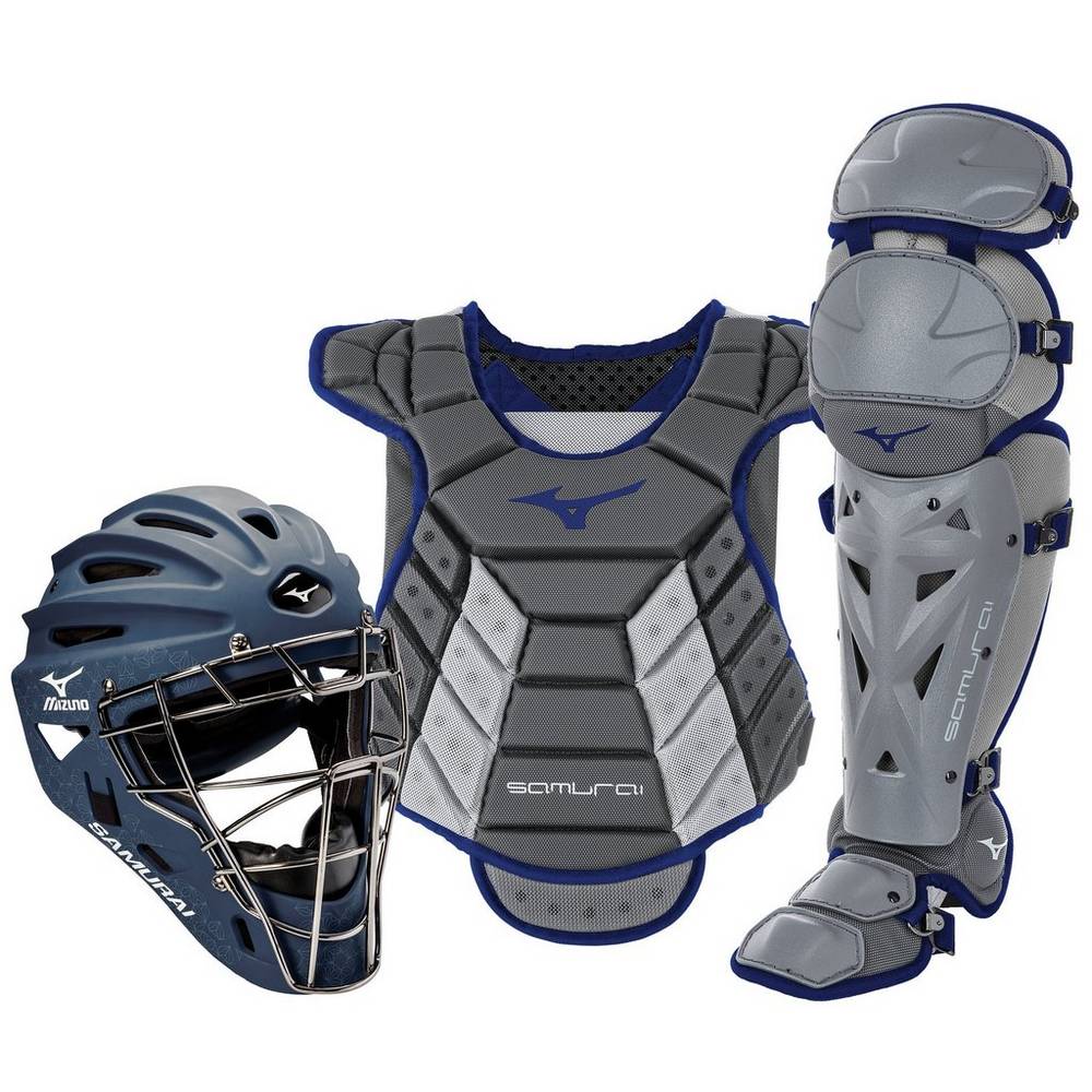 Mizuno Women's Samurai Boxed Catcher’s Gear Set (14-15") Grey/Navy (380421-BNO)